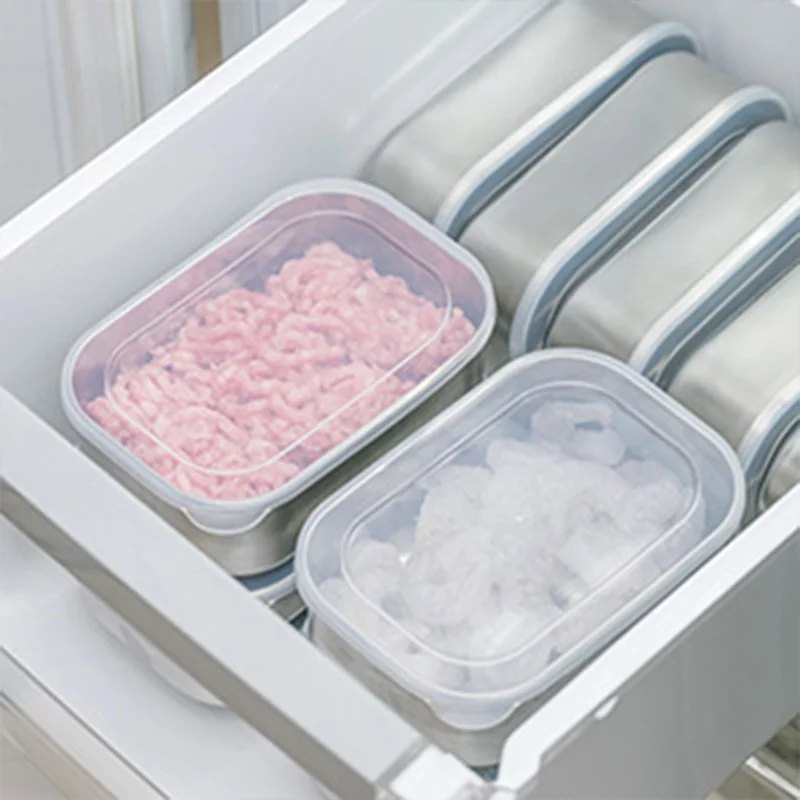 Stainless Steel Snack Container with Lids Rectangle Airtight Food Storage Container Preservation Bento Food Box Picnic Tools