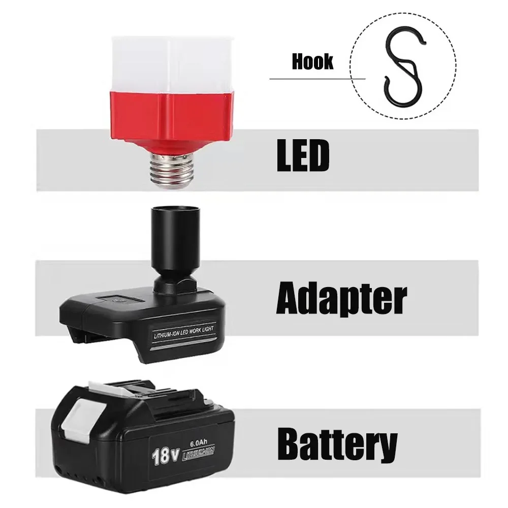 Car LED Work Lights Flashlight For Makita/Bosch/Dewalt/Milwaukee 18V 20V Li-ion Battery Portable Emergency Camping Flood Lamp