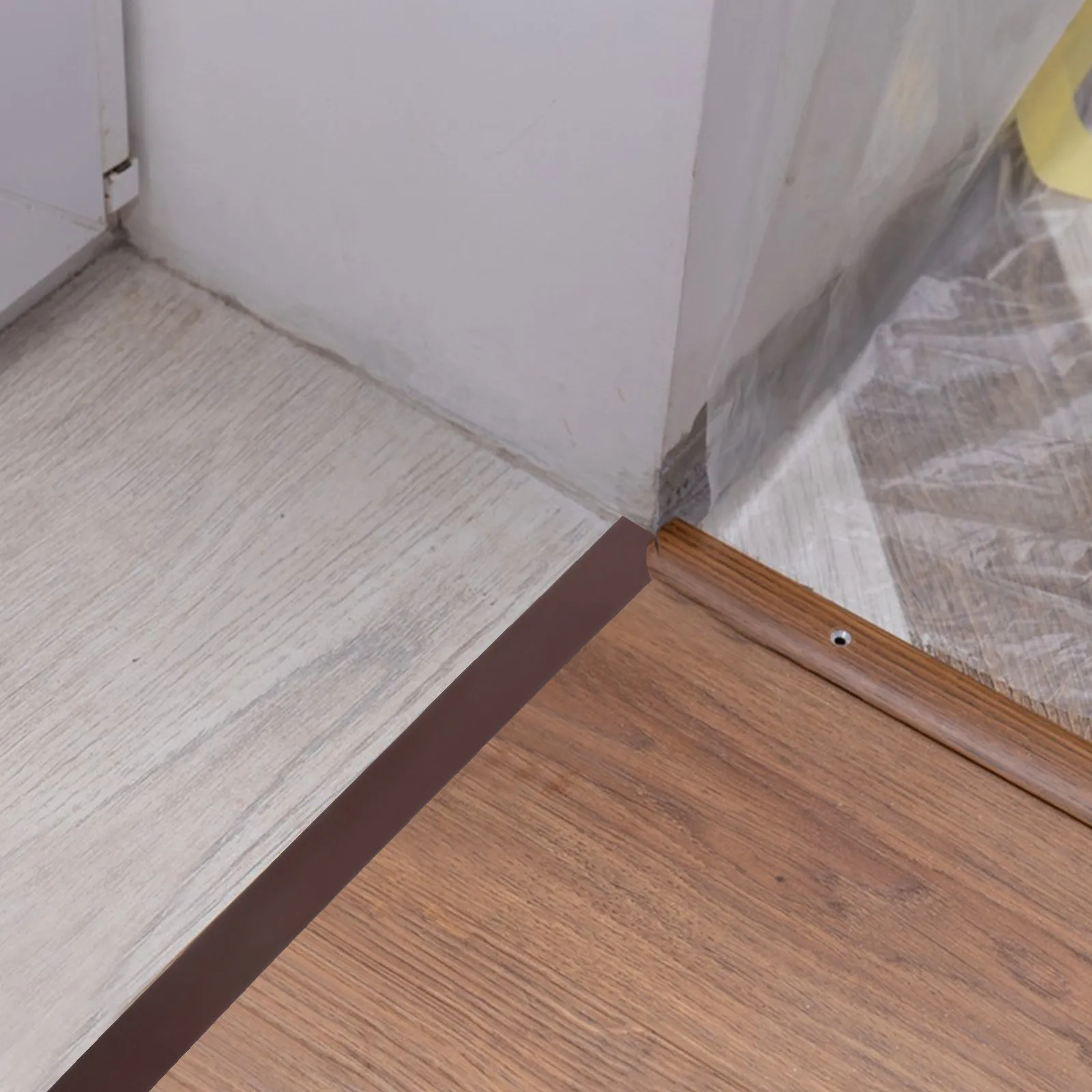 

PVC Floor Edging Strip Self Adhesive Waterproof Transition Cover for Wood Tile Carpet Uneven Floor Doorway Threshold Trim