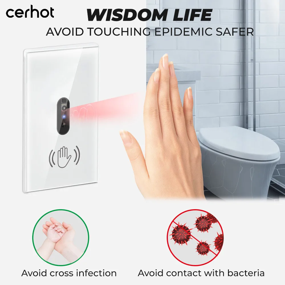

Cerhot Need Neutral Wire IR Wall Light Switch Wave Infrared Sensor No Need Touch EU UK 220V Glass Screen Panel Electrical