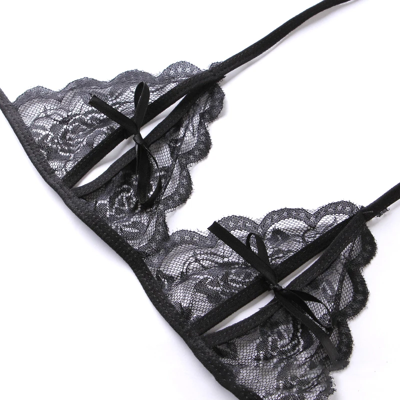 Sexy Lingerie Set Women Lace Strappy Push Up Bra Set Erotic Lingerie Porno Femme Wire Free Underwear Bralette Set Lingerie Woman