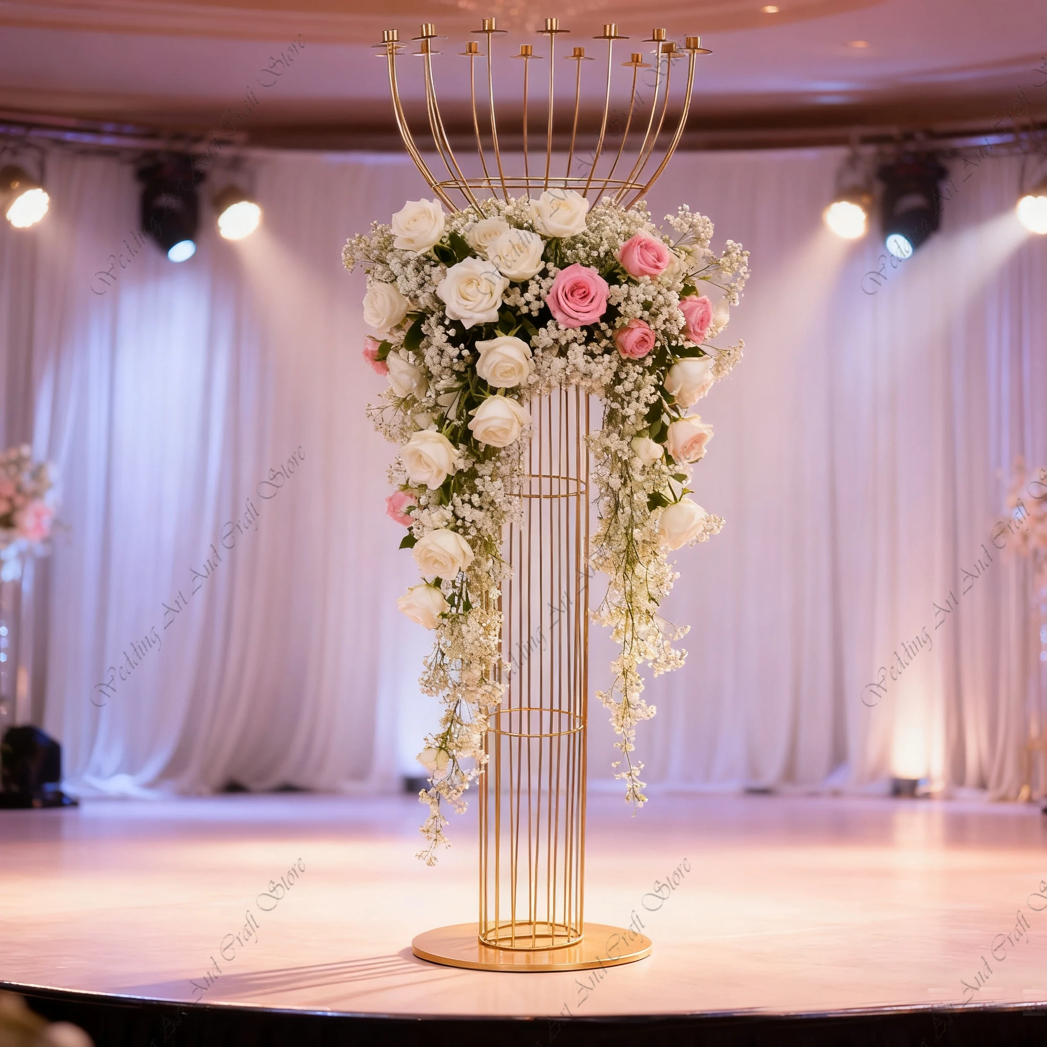 2/4/6pcs f30 180cm 16-Arms Metal Candle Holder Flower Stand Candelabra Centerpieces Wedding Stage Decoration Backdrop ivy443