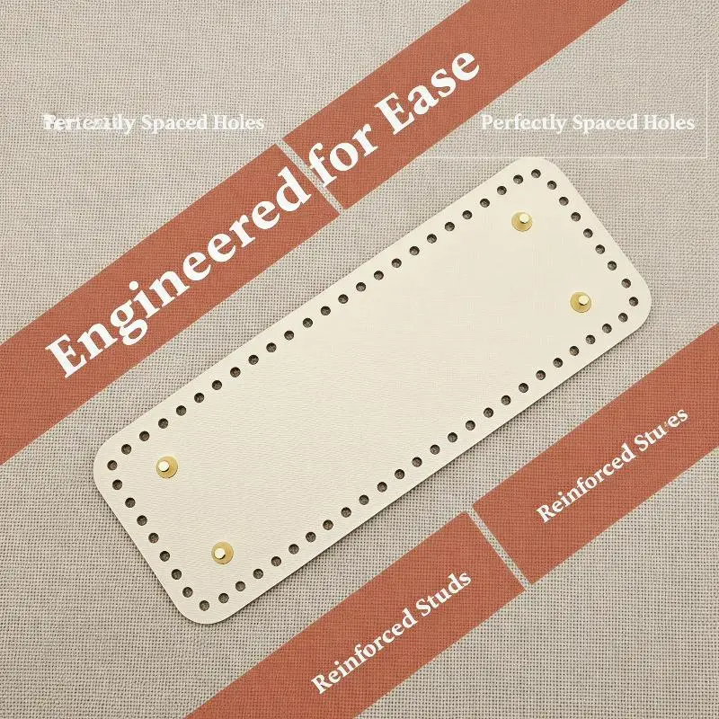 Handmade Rectangular 28 * 10cm Bottom For Knitted Bag PU Leather Pad Handcraft Bag Base With Holes DIY Crochet Bag Bottom