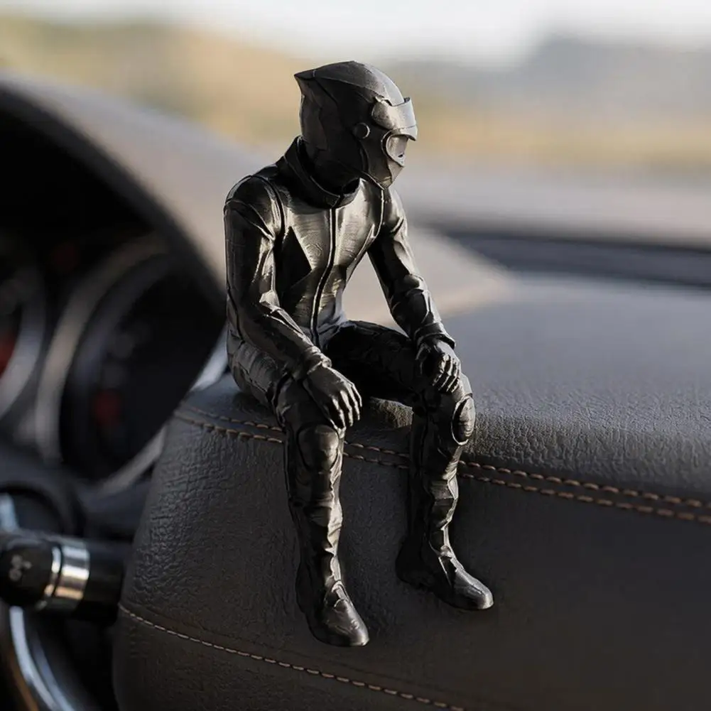 3D Printed Motorcycle Rider Figurine, Sitting Motorcyclist Art Statue, Biker Statue Decor for Home Office Desktop Shelf & Motorc