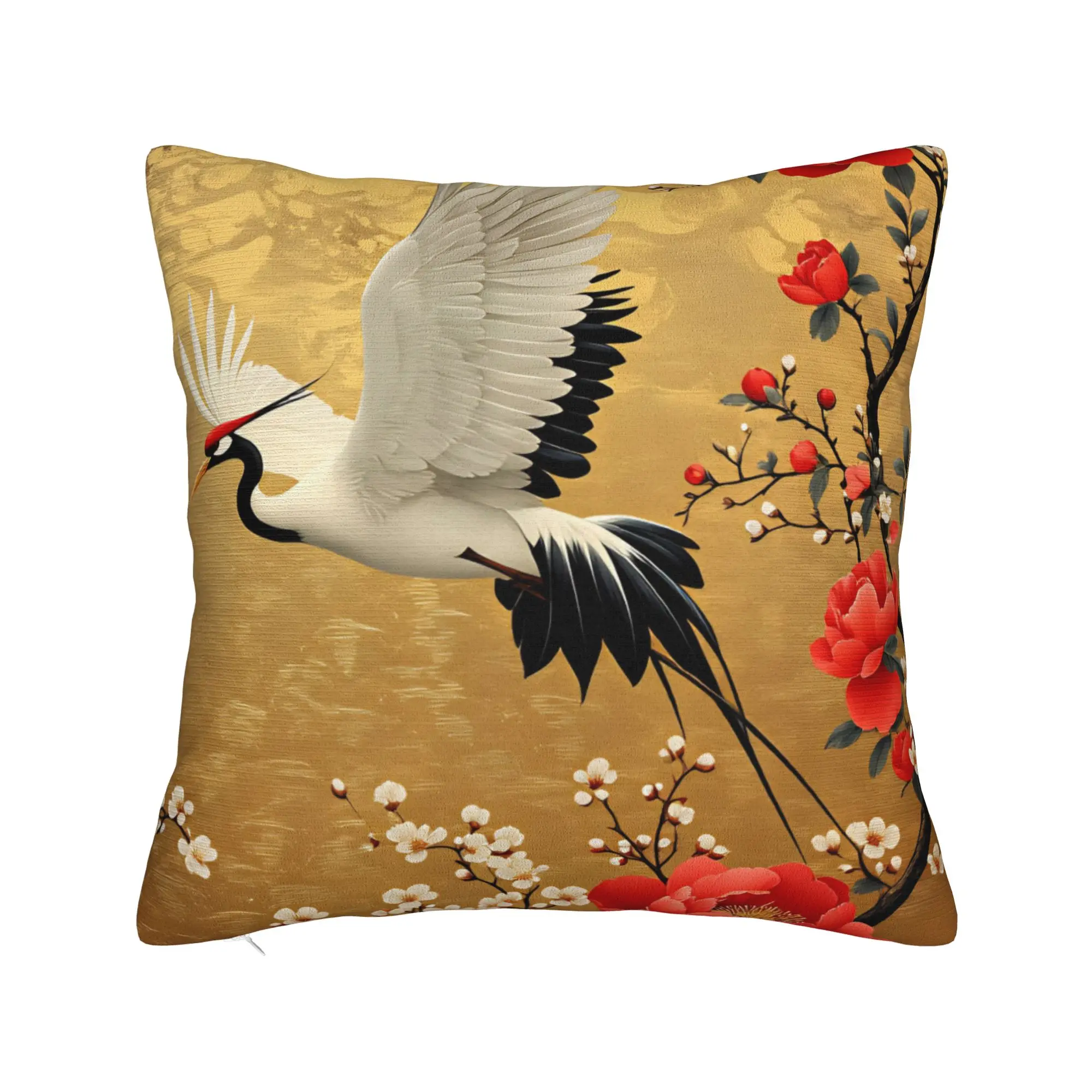 Chinese Style Crane Pillowcases  Kawaii Pillow Case For Sofa Home Decor Soft Pillow Cover