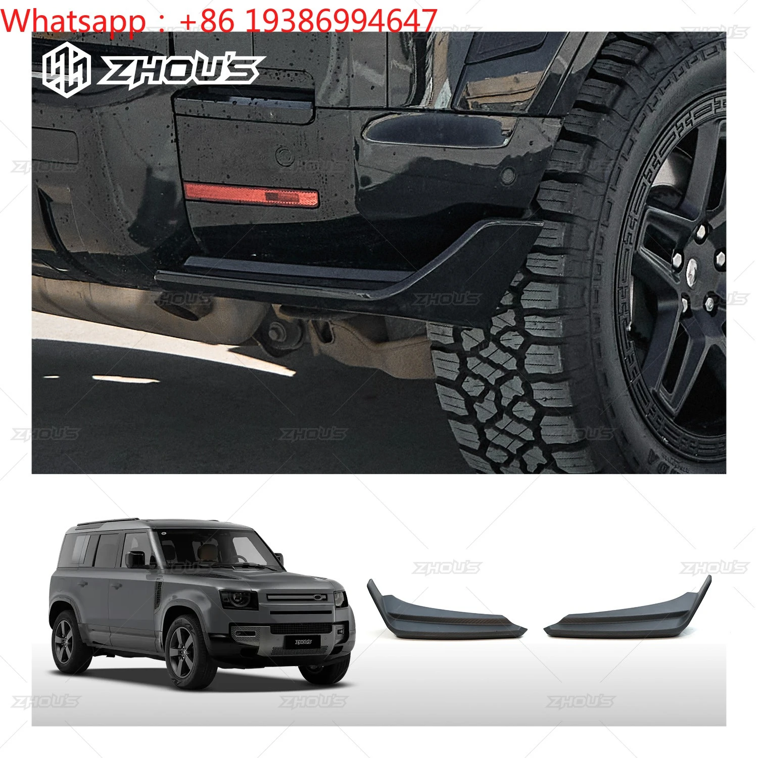 For Zhous Design Hot Sale Auto Parts Carbon Fiber Rear Spillter for New Land Rover Defender L663 110 Body Kit