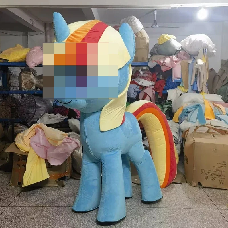الأبيض نفخ يونيكورن زي الحصان زي التميمة موكب جودة أعياد الميلاد للكبار الحيوان حفلة الهالوين لا بطارية
