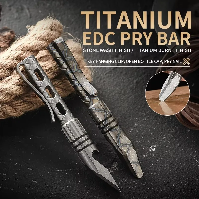 Titanium Alloy Tactical Pen, Metal Signature Pen with Tungsten Steel Tip, Titanium EDC Tool for Camping Hiking Outdoor Travel