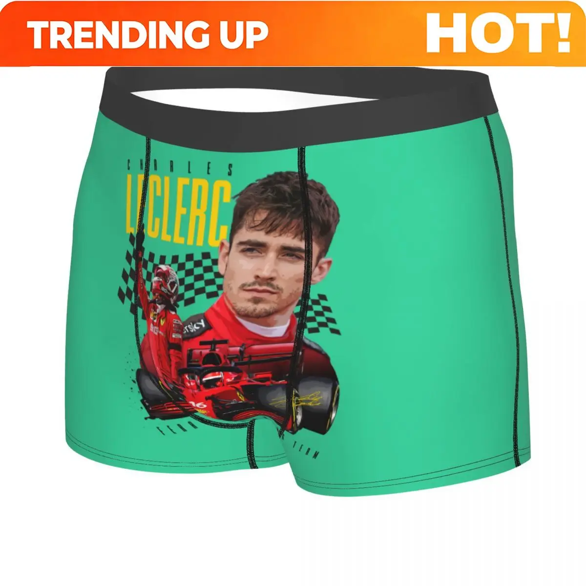 Custom Male Funny Charles Leclerc 16 Sport Racing Car Underwear Boxer Briefs Soft Shorts Panties Underpants