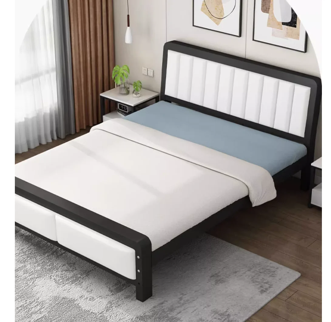 Bed 1.8m wrought iron bed Thickened double bed 1.5 single modern simple iron frame bed