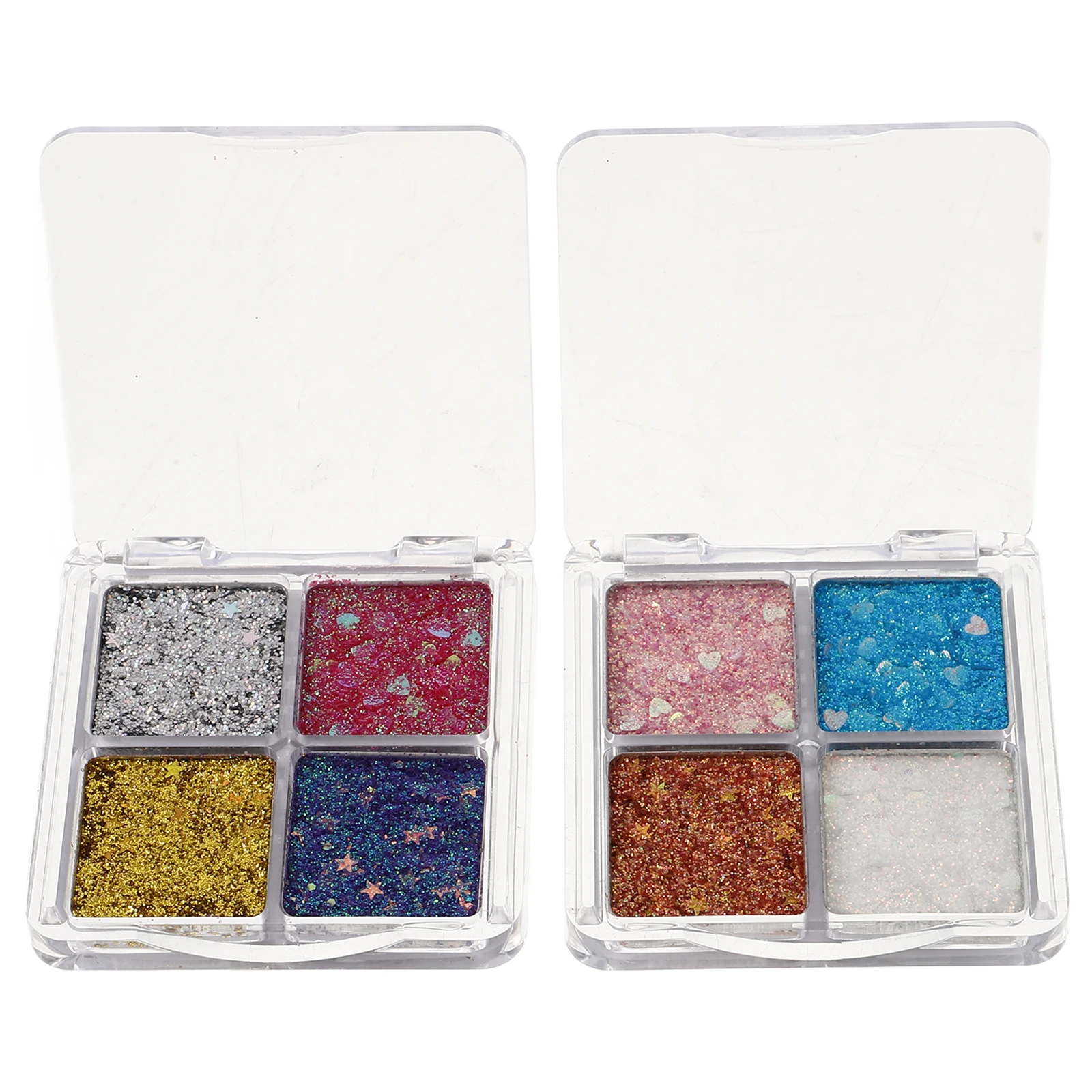 

2pcs Glitter Eyeshadow Palette Shimmery Chunky Sparkly Eye Makeup Decorative Face Shadow Shiny Sequins Children Stage