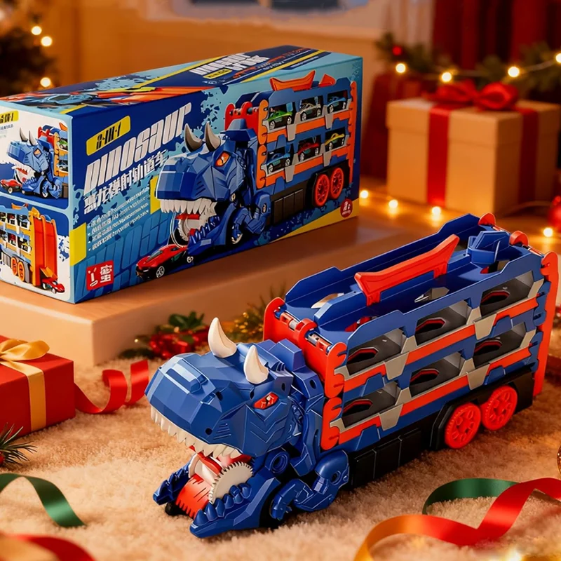 Jouets de voiture pour enfants comme cadeaux adaptés aux garçons âgés de 3 à 12 ans, avec 12 jouets de voiture, pliables et transformables en un dinosaure