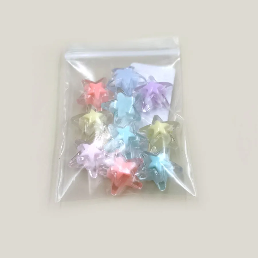 10Pcs 17mm Loose Beads Candy Color Jewelry Making DIY Crafts Star Shape Acrylic Necklace Bracelet Pendant Transparent Wholesale