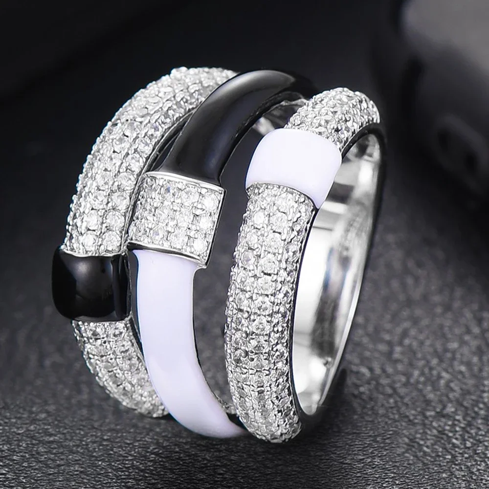 

KellyBola New Korean Trendy Fashion Exquisite Multicolor Geometry Zirconia Ring Women's Daily Party Wedding Dubai Indian Jewelry