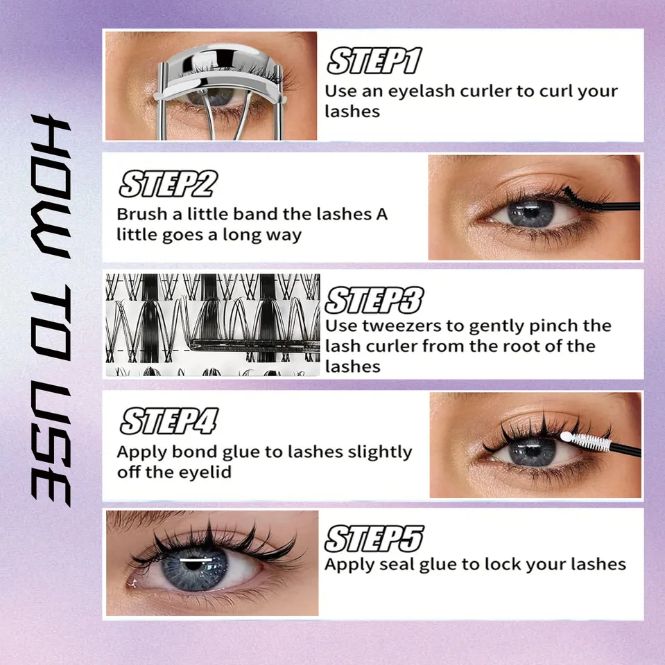 140 Racimos de Pestañas Naturales Finas Curl C, Ojo de Gato Natural Estilo Manga, Largos Mixtos 8-18mm, Densas y Reutilizables, Perfectas para Principiantes, para Uso en Casa, Adecuadas para Fiestas, Pestañas Manga, Look de Ojos Grandes 6