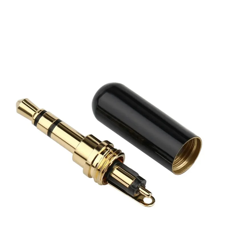 3.5 Jack 3 Polos Speaker Terminal For Soldering Earphone Cable 3.5mm Male Plug Connector Gold Plated 7 Colors Metal Shell 4PCS