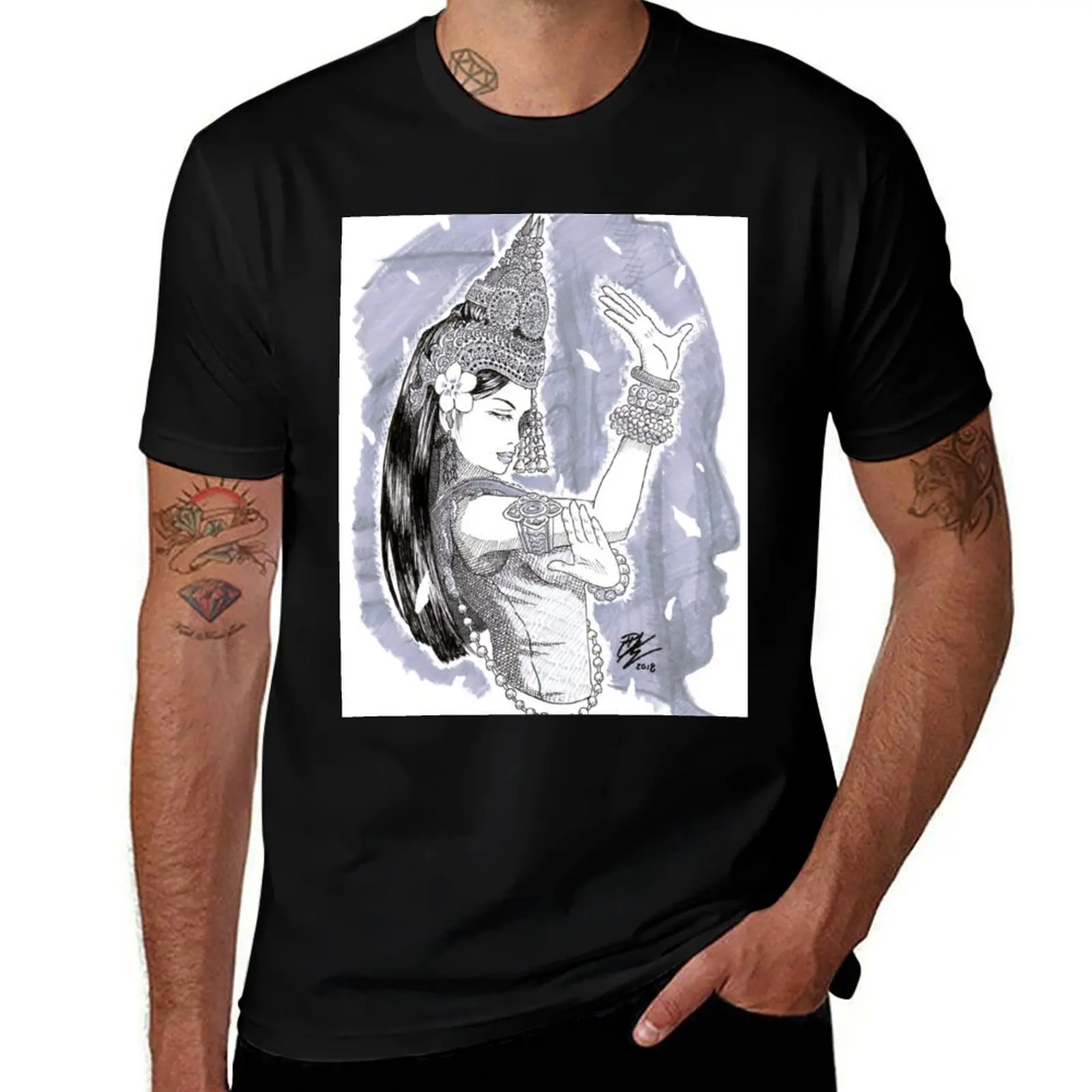 Cambodian Apsara art T-Shirt Anti-Perspiration Workout Top T-Shirt
