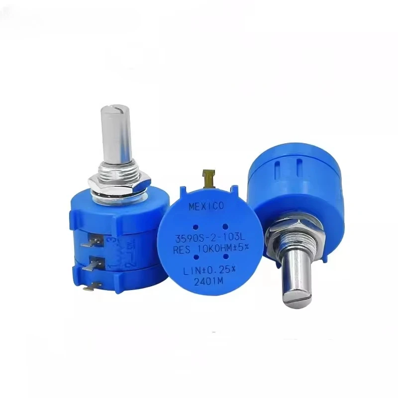 1pcs，  10-turn potentiometer， 3590S-2-103L 102L 202L 502L 203L ，2W，3Pin，Rotate 3600 degrees，  Axis diameter 6.4 mm