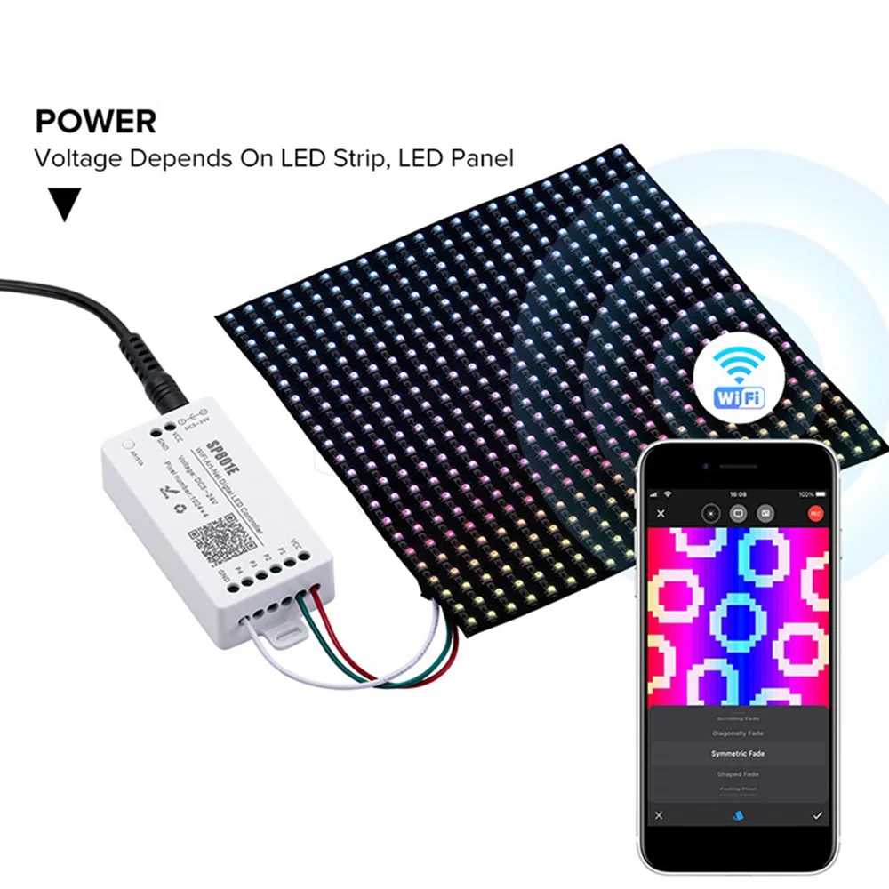 

A94U SP801E Wifi Art-Net LED Controller LED Matrix Panel Module WS2812B WS2811 Light Strip Wireless Control DC5-24V