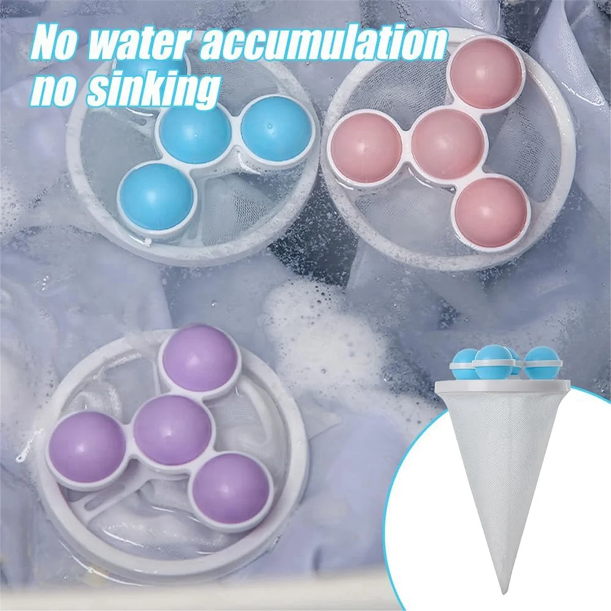 A66T 3 ชิ้นลอยผมกรองตาข่ายกําจัด, เครื่องซักผ้าแบบใช้ซ้ําได้ผมกรองทําความสะอาดถุงตาข่ายสัตว์เลี้ยงผม Remover