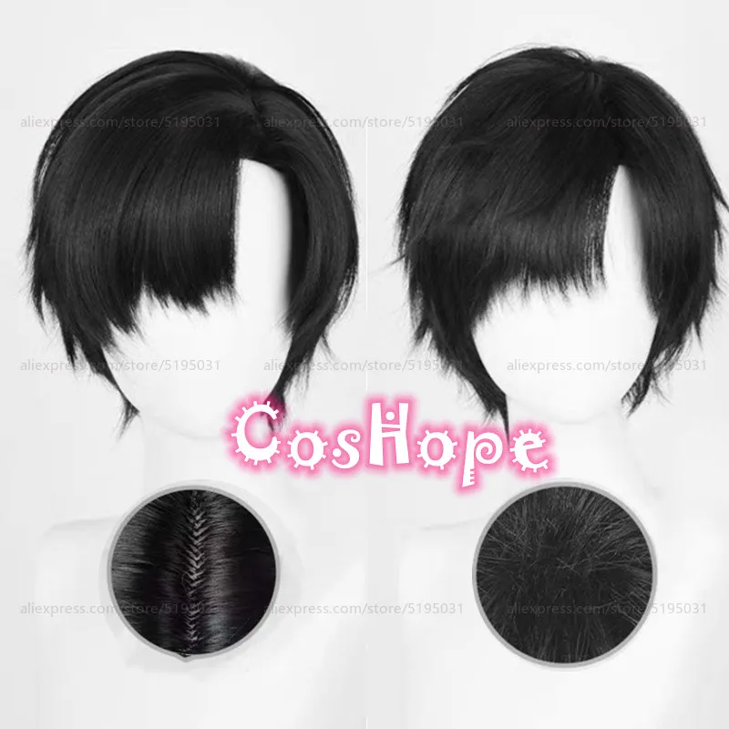 Zayne Cosplay Wig 30cm Short Black Wig Frizzy Scalp Wig Cosplay Anime Cosplay Wigs Heat Resistant Synthetic Wigs