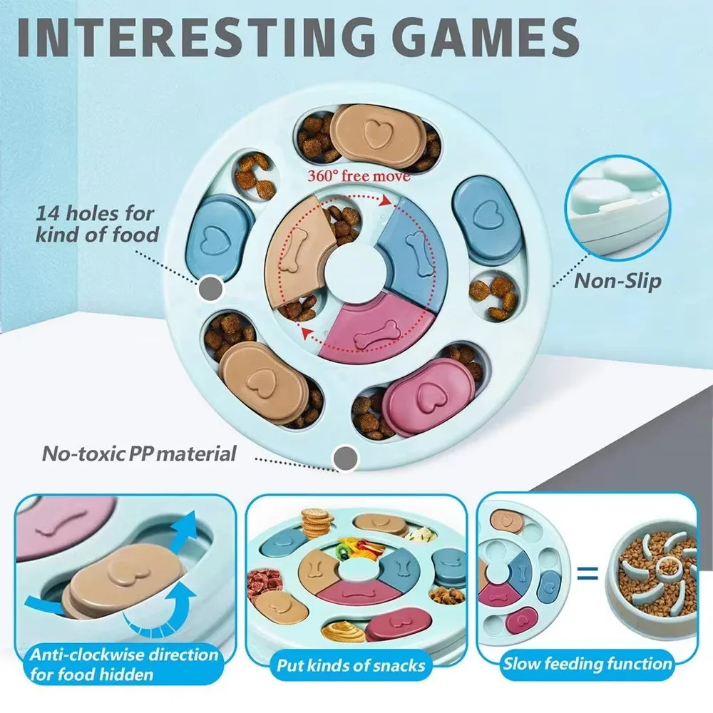 Pet Feeder Dog Slow Food Bowl Puzzle Interactive Toy Increase IQ Food Dispenser Feeding Training Educational Toys