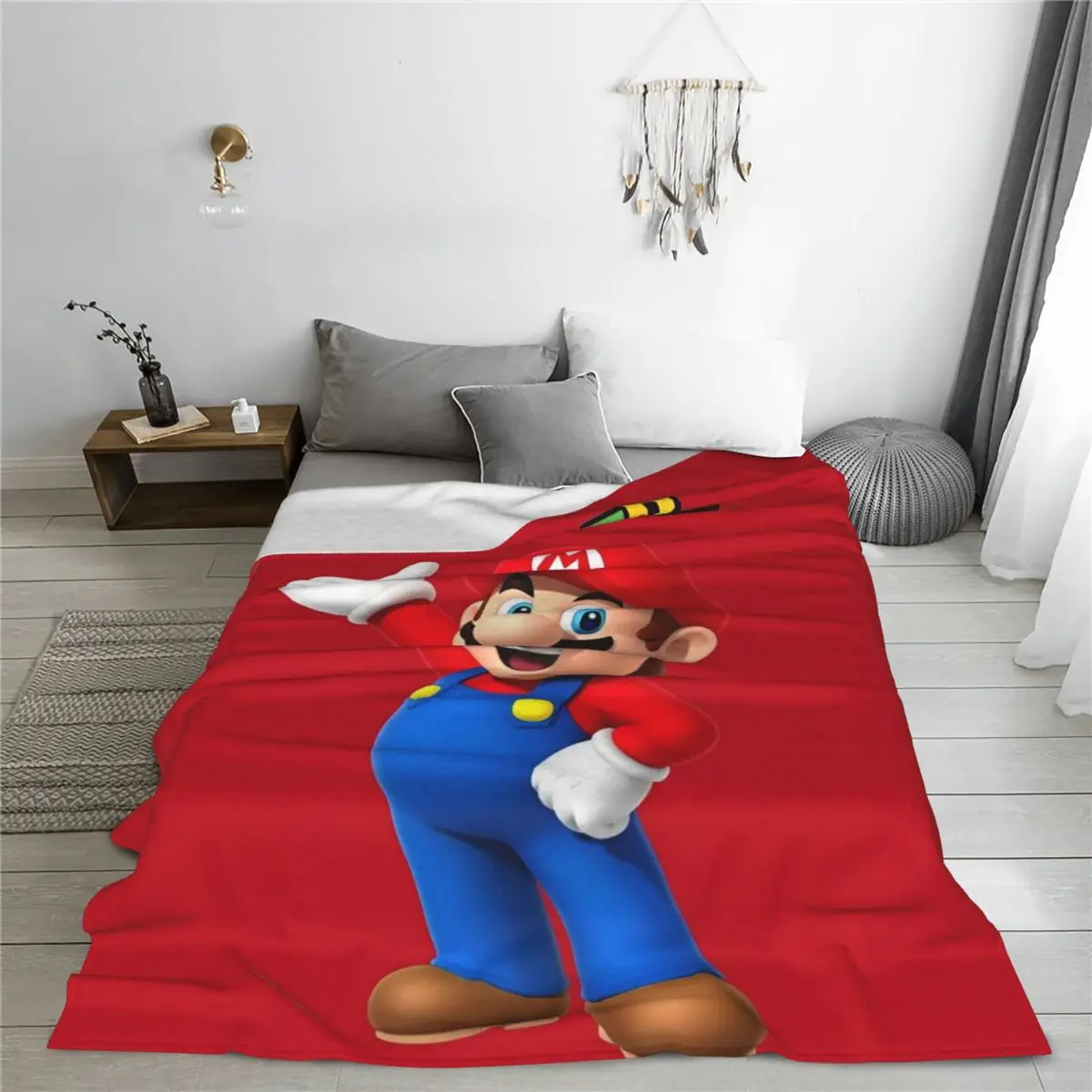 Super Mario Bros Cartoon Game Blanket Flannel Autumn/Winter Anime Action Multi-function Super Warm Throw Blanket for Sofa Car