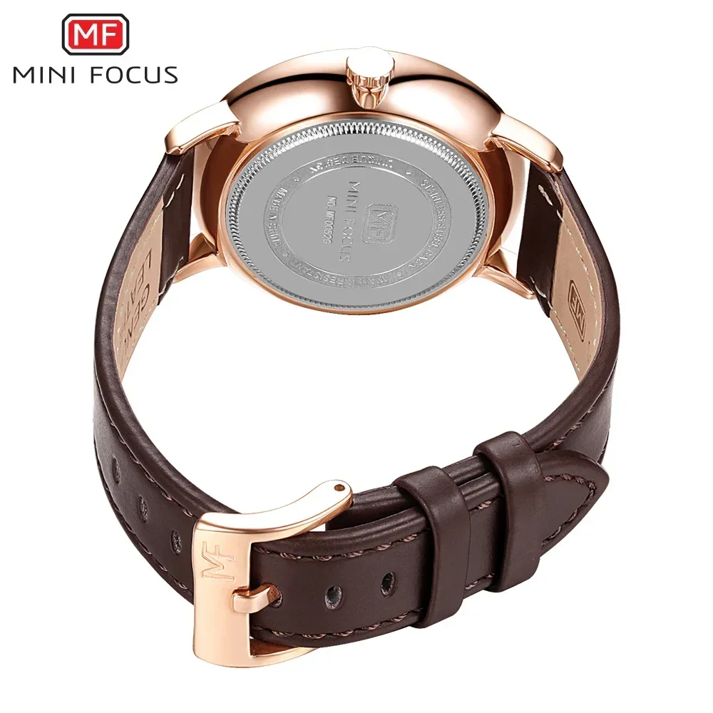 MINI FOCUS 0052G Mens Casual Fashion Genuine Leather Male Wristwatch New Waterproof Clock Men Watch Luxury Quartz Watches