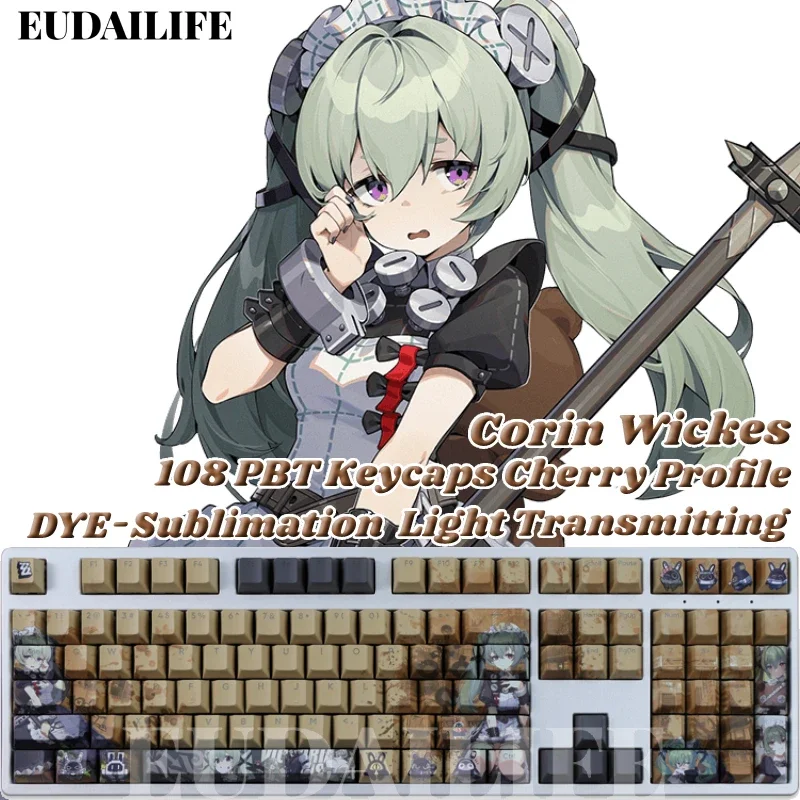 

Corin Wickes 108, колпачок для клавиш PBT Zenless Zone Zero DYE, сублимационный светопропускающий переключатель Cherry Cross Axis, механическая клавиатура