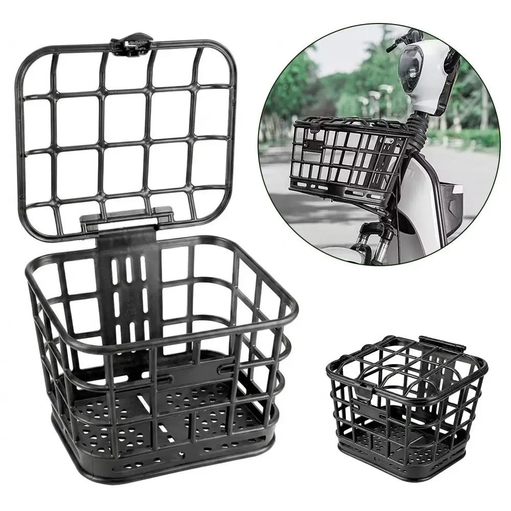 Rear Carrier Black Bike Front Basket Detachable Plastic Storage Bag Hollow With Lid Bike Front Carrier Bag Cycling Accessories