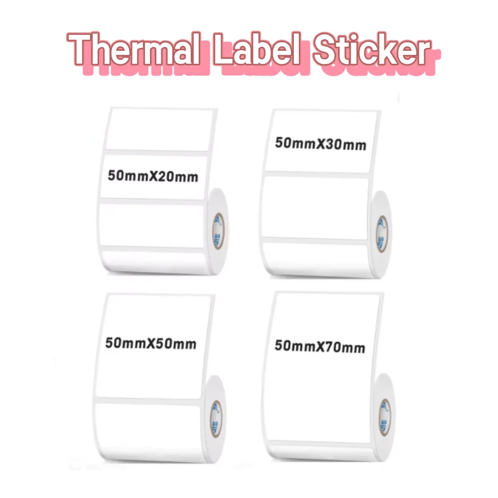 50 مللي متر عرض ملصق حراري أبيض ذاتي اللصق ورق ملصقات الملابس هدية صندوق لاصق سعر المنتج التسمية للطابعة