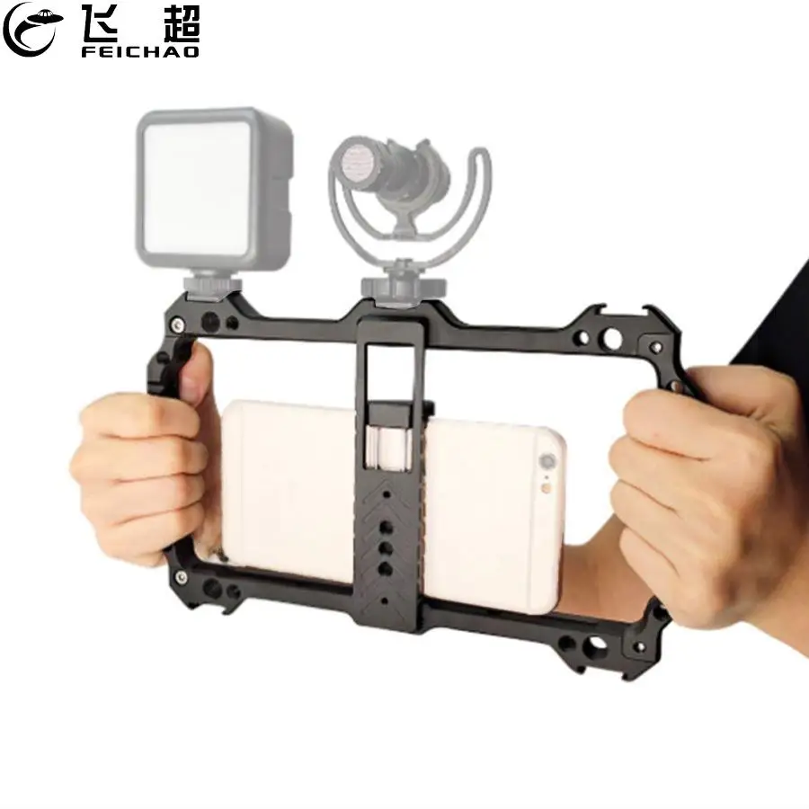 

Video Camera Cage Handheld Stabilizer Film Making Rig For 4.4-7inch SmartPhone Case Mobile Phone Holder Hand Grip Bracket Holder