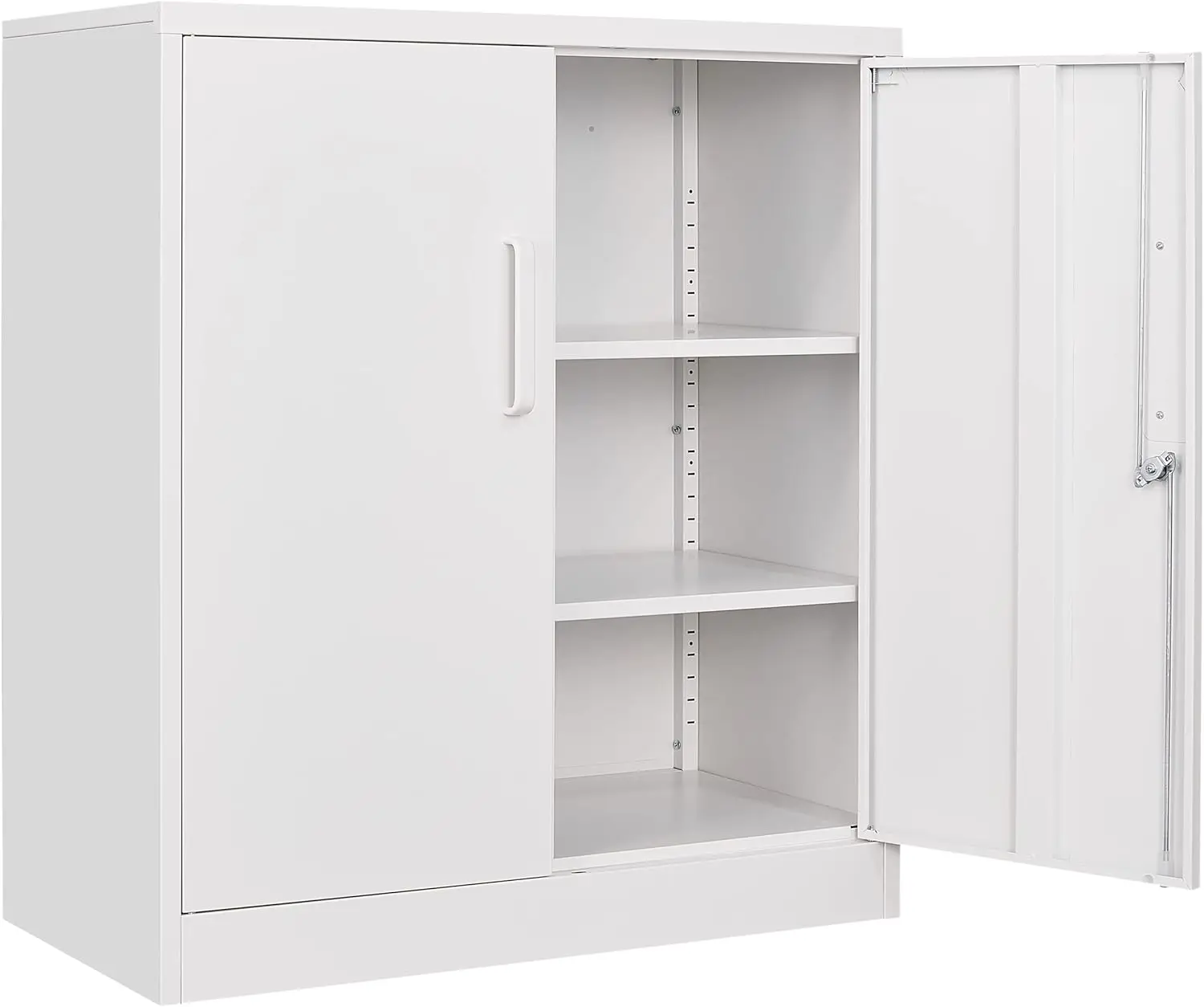 

Steel Storage Cabinet Office Cabinet with Shelves and 2 Doors,White Metal Storage Cabinet, Locking Small Metal Cabinet