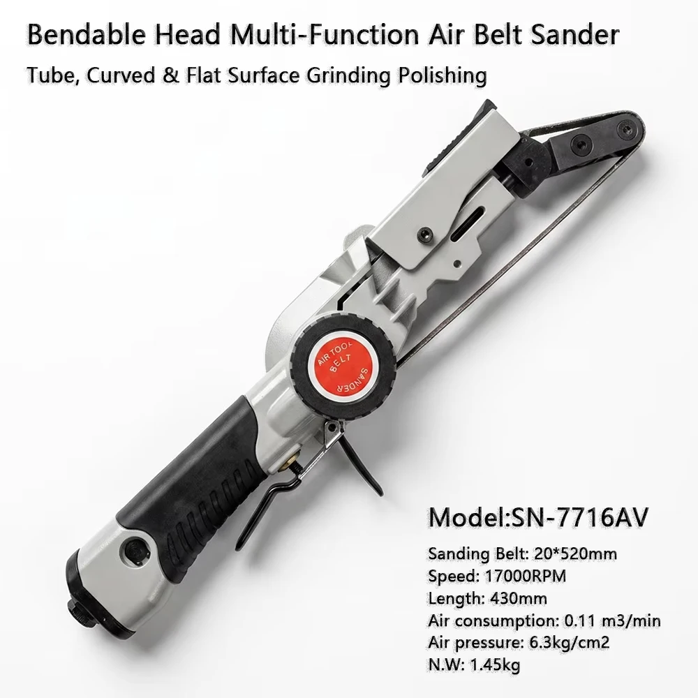 SONIDEC Pneumatic Air Belt Sander 6mm/10mm/20mm Ergonomic Industrial Air Belt Grinder for Metal Spot Weld Grinding Deburring