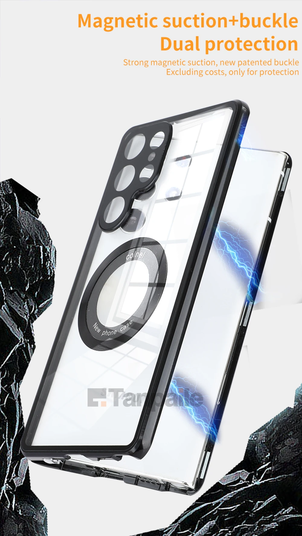 Etui magnetyczne z folią chroniącą prywatność do Samsunga S25 Ultra S24 S23 S22 S21 S20 Plus FE, dwustronne szkło hartowane [Ochrona aparatu] — zdjęcie produktu 5