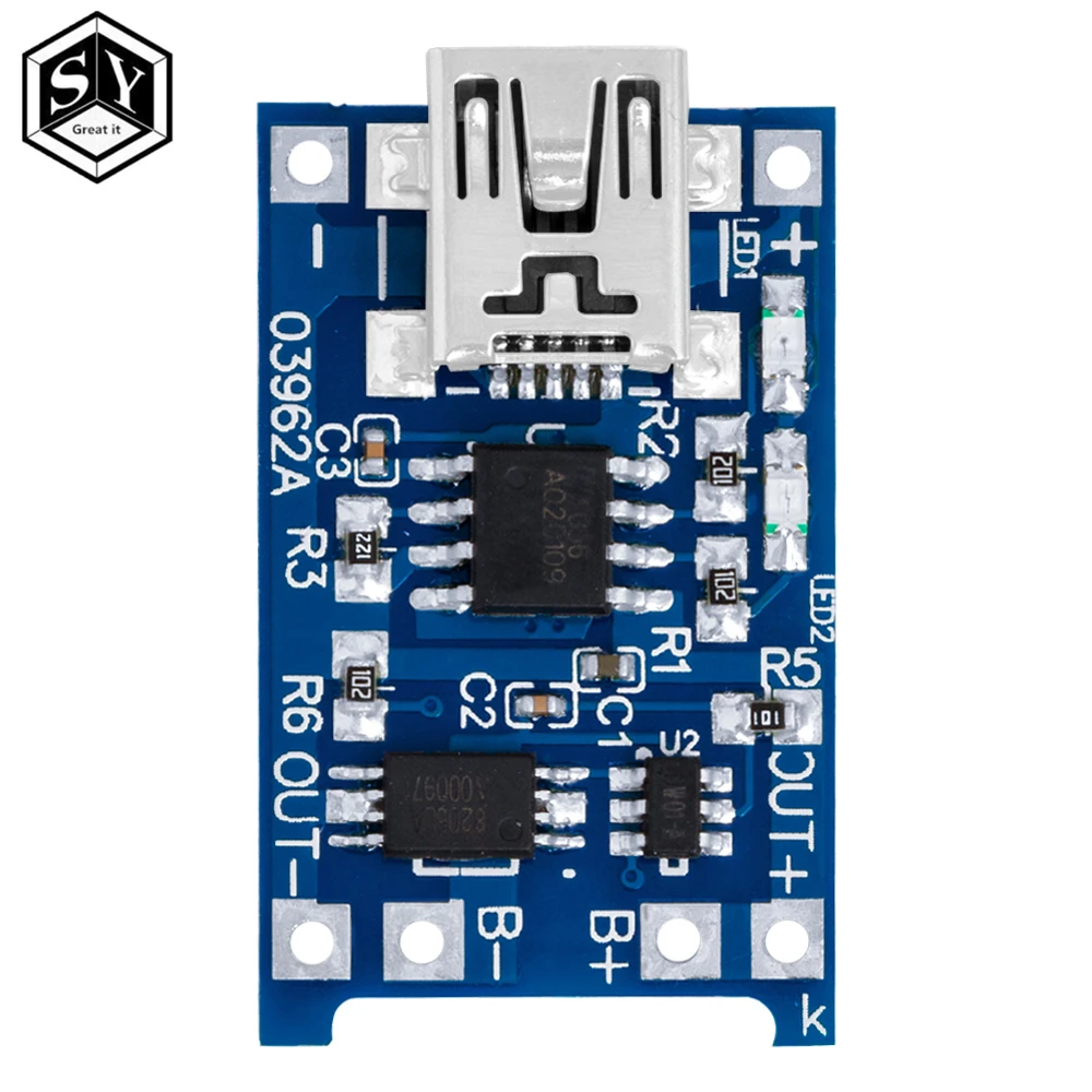 1PCS  5V 1A Micro USB 18650 type-c Lithium Battery Charging Board Charger Module+Protection Dual Functions TP4056 18650