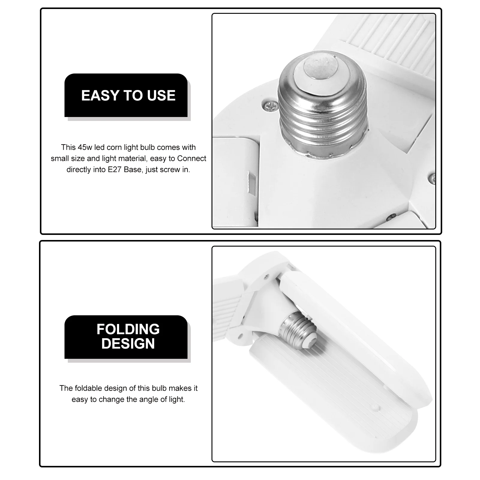 45 واط E27 مروحة لمبة 6500 كيلو ضوء الذرة الباردة مروحة ضوء الأبيض للمنزل غرفة نوم بار الذرة Led لمبات فندق المرآب الإضاءة
