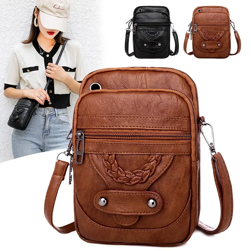 Torebki damskie moda torba na ramię saszetka na telefon komórkowy mała torebka Crossbody Vintage damskie torba klapowa damskie