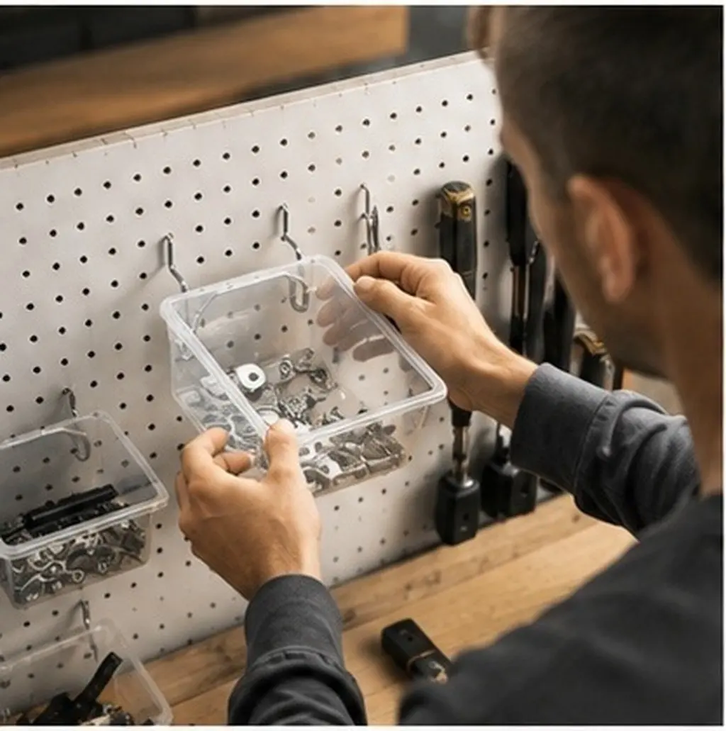 1Set Thickened Hole Antistatic Pegboard Storage Containers Peg Board Tool Utility Bins Garage Organizer Nuts Bolts Screws