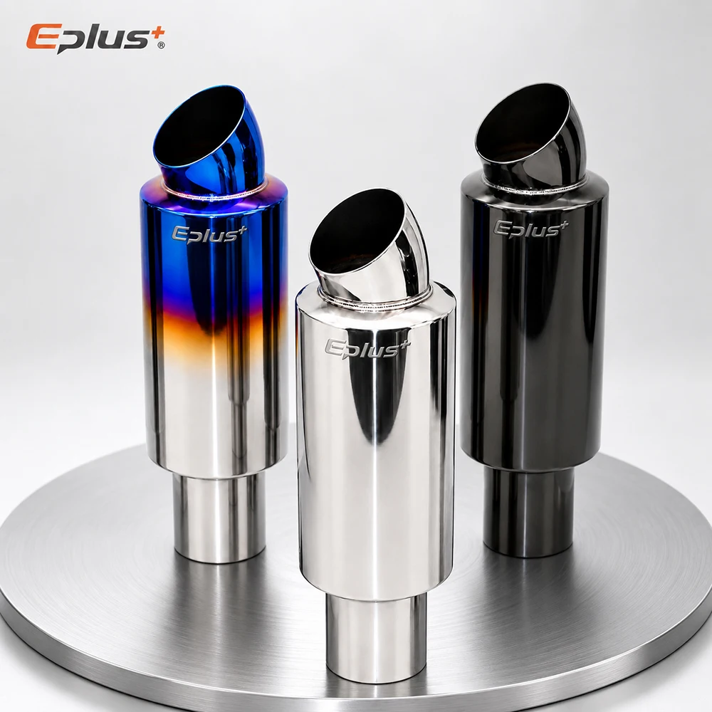 EPLUS Universal Car Stainless Steel Exhaust Muffler Tip Car Exhaust Resonator Inlet 51/63/76mm