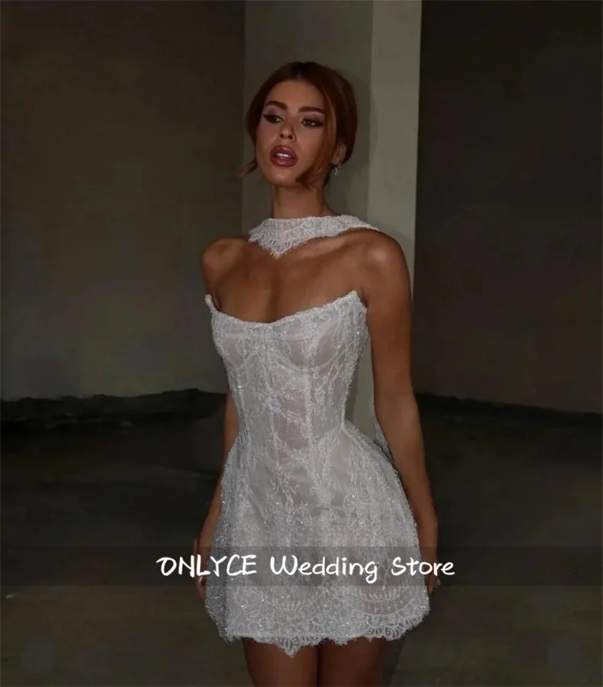 

Elegant Short Wedding Gown With Cape Lace Beads Luxury Bride Dress Robe Sweetheart Vestido De Novia 2025 Customized