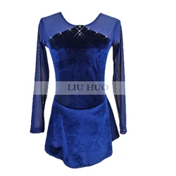 LIUHUO Women Girl Ice Figure Skating Dress Competition Performance Costume Dance Leotard Roller Adult Teen Ballet Velvet Primary