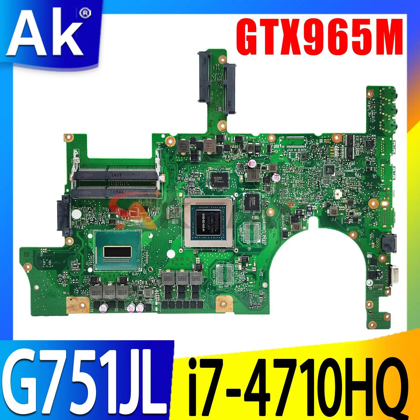 

Shenzhen Mainboard For ASUS ROG G751JY G751JL G751JT G751J G751 Laptop Motherboard I7 CPU GTX965M-2G GTX970M-3G GTX980M-4G