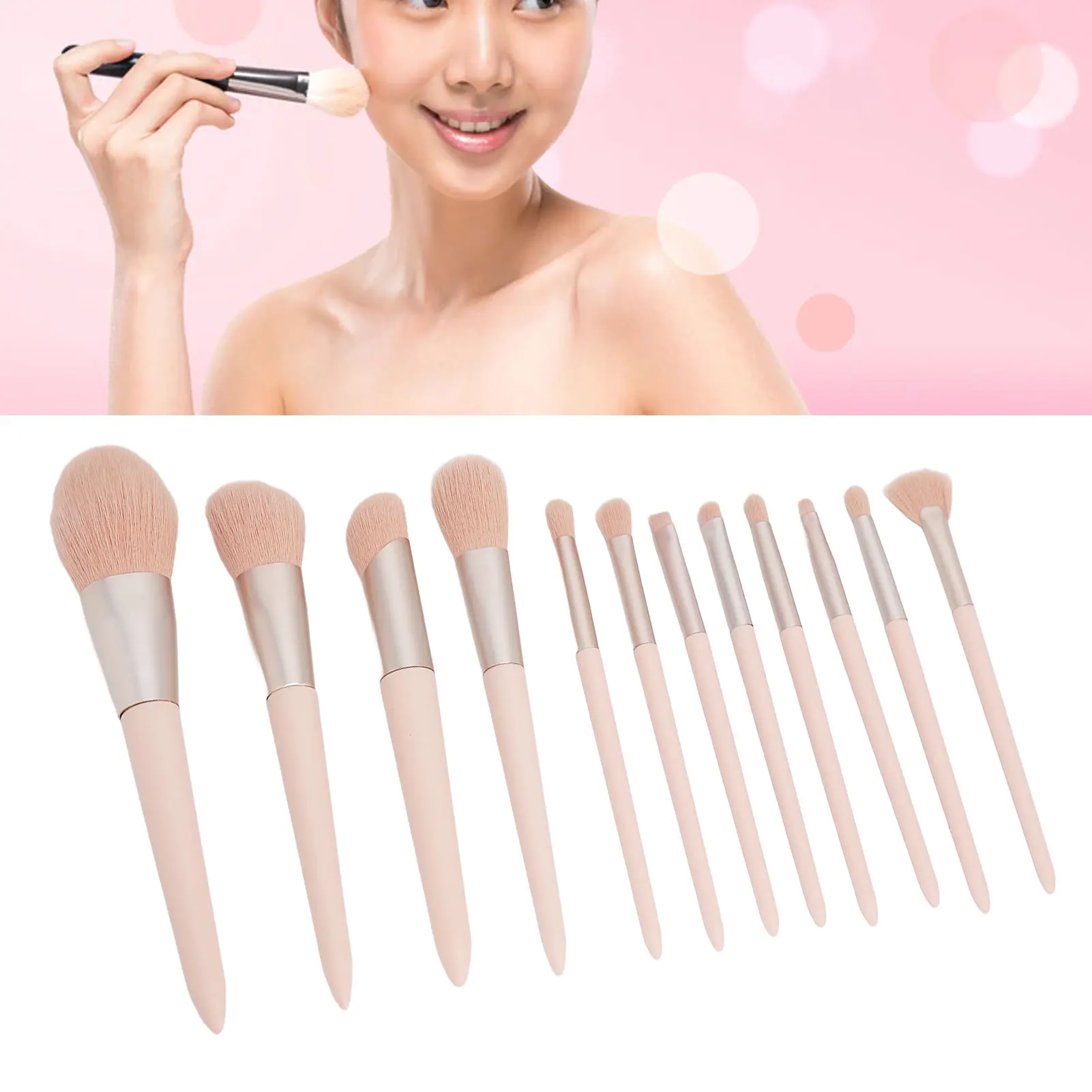 12pcs Soft Fiber Hair Loose Powder Blush Eyebrow Eyeshadow Brush For Makeup Artist Makeup Brush Set