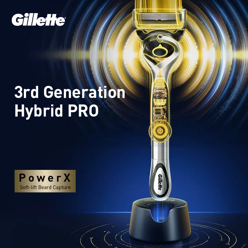 Gillette 3rd Gen Fusion 5 ProGlide Hybrid Pro Razor for Men FlexBall Pivot System Precision Trimmer 1 Handle 3 Blades 1 Base