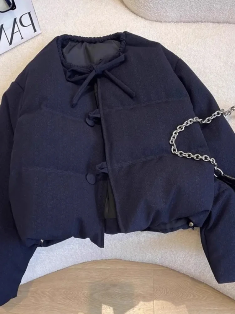 

Korean Sle Women's down Cotton Jaet Bla Versatile Warm Bread Sle Coat ort Size Suitable for Winter Commute