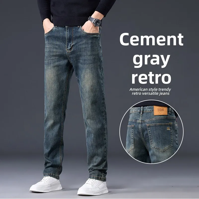 

Мужские хлопковые эластичные прямые джинсы с низкой талией, устойчивые к деформации, осень-зима, новые Sle Guangzhou Xintang