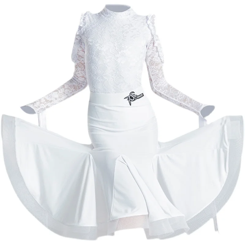 キッズガール新しいモダンダンススカート国家標準子供社交ダンスワルツ社交ダンスロングドレス競技衣装