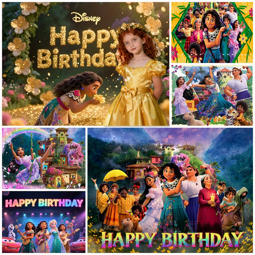 

Disney Encanto Mirabel Princess Birthday Party Photo Background Banner Music Magic House Family Decor Backdrop Kid Party Supplie
