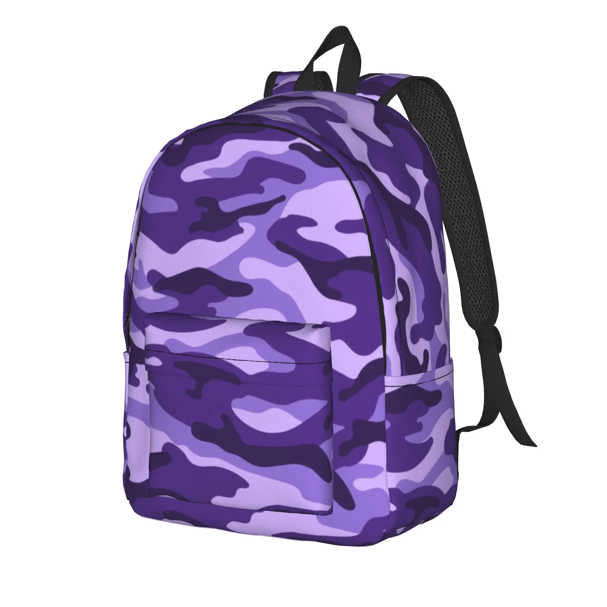 Purple Camouflage Pattern Fashion Backpack Outdoor Student Business Military Daypack for Men Women Laptop Computer Shoulder Bag